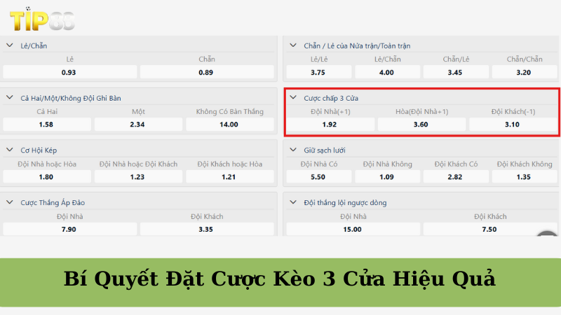 Kèo 3 Cửa Là Gì? Bí Quyết Đặt Cược Kèo 3 Cửa Hiệu Quả TIP88